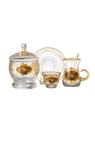 Byblos 25 Piece Turkish Tea And Coffee Set Harem Sultan
