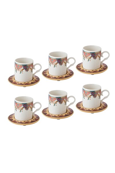 Dania مجموعة من أكواب القهوة الخشبية والصحون 6 أكواب + 6 صحون