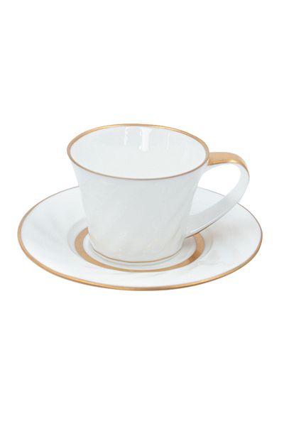 Dania 12-Piece Porcelain Cups With Saucer Set Gold