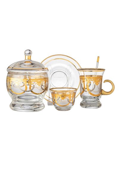 Byblos Crest 25-Piece Coffee And Tea Set Gold And Silver