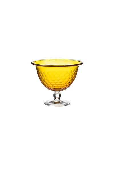 Dania Crystal plate honey color with a base for sweets and fruits and  16.5 cm 14 cm high Depth 10 cm