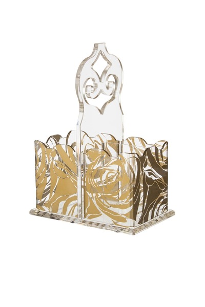 Dania Spoon, fork and knife holder with an elegant and beautiful shape made of acrylic with golden decor