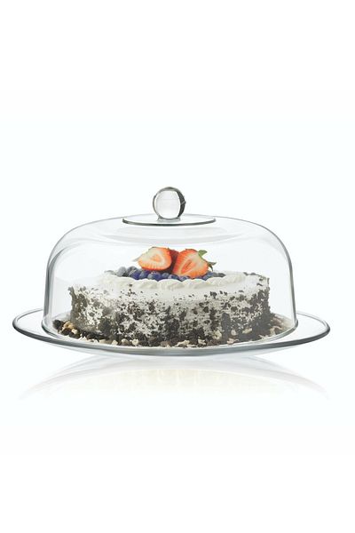 Libby Glass Cake Plate With Glass Lid