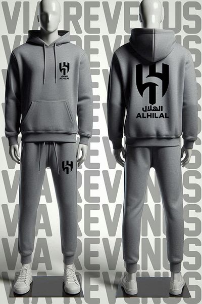 Vordevia Al Crescent Printed Wide Fit Hoodie and Sweatpants Unisex Sports Set