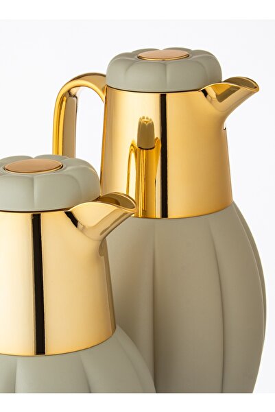 REFAN 2 Pieces Thermos Set For Tea And Coffee Golden Olive Color 0.5 liters + 1 liter