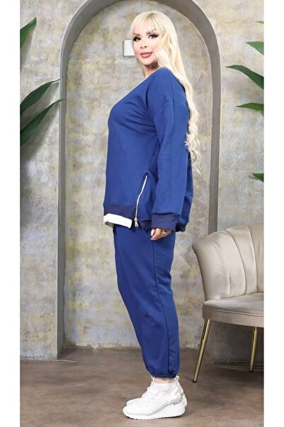 garajmood Women's Plus Size Side Zipper Detailed Tracksuit Set