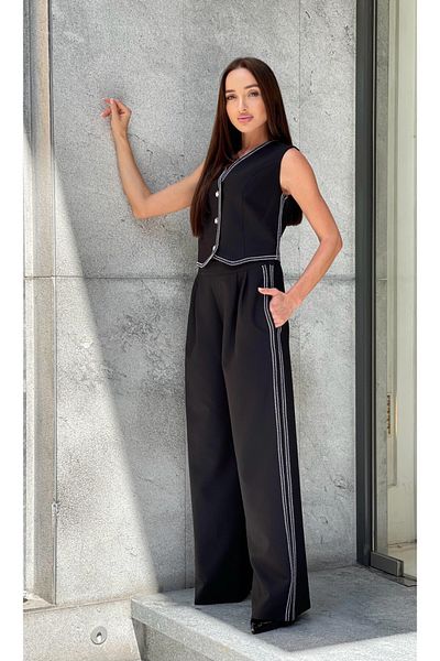MODATALİKA Add Elegant and Pleasant Touch to Your Style with Trendy Women Shepherd's Stitching Vest and Pants Set