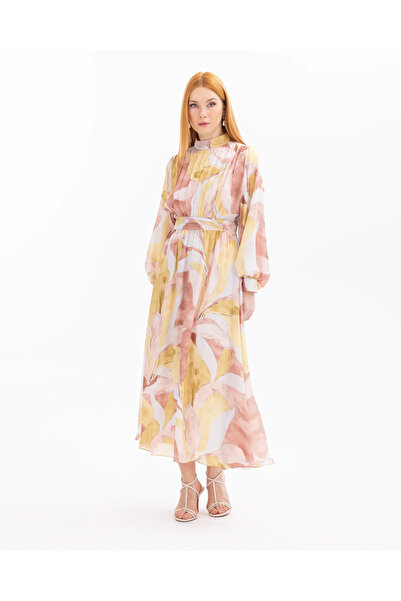 SEÇİLSTORE Desenli Uzun Kol Elbise