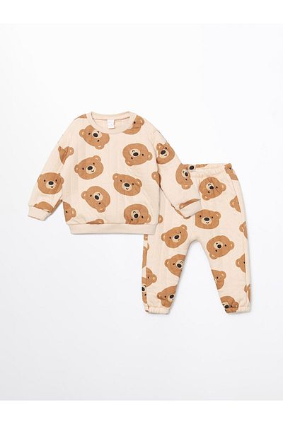 LC Waikiki Lcw Baby Baby Boy Sweatshirt and Sweatpants - Crew Neck, Printed, Set of 2