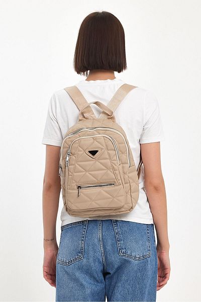 MAMIN Rucsac de zi cu zi cu trei compartimente, cu design matlasat, crem pentru femei