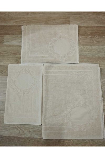 HMZ 3 Piece Textile Embroidered Bathroom Set - Rust Rust and Hand Towel