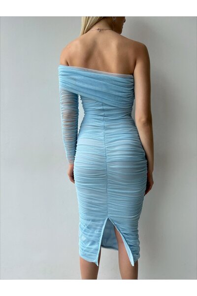 SONREİR Tek Kollu Midi Boy Tül Elbise