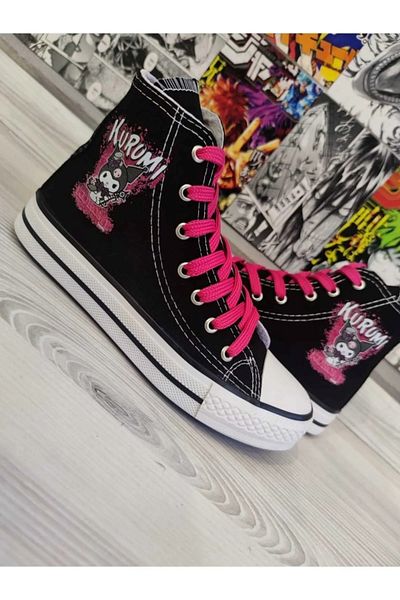 ELİTE STEP Pantofi sport negri cu imprimeu Kuromi Smile pentru copii