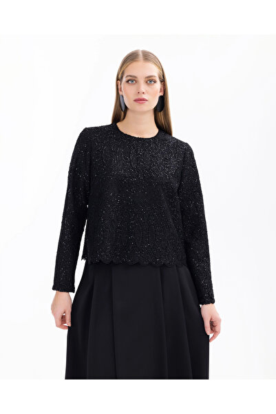 SEÇİLSTORE Sıfır Yaka Pullu Bel Boy Bluz