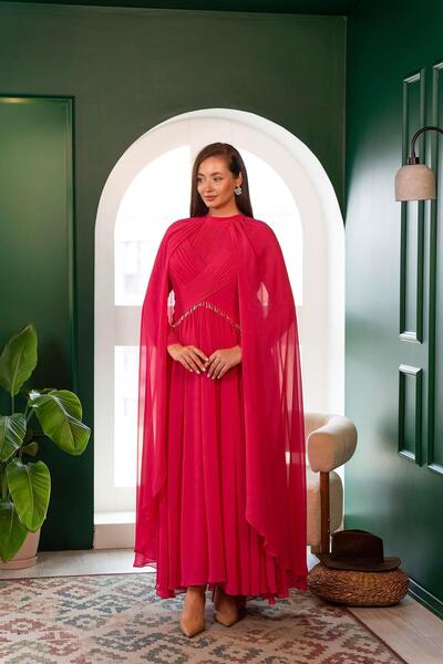 YAFA CLOTHING & ACCESSORIES Φούξια φόρεμα σιφόν