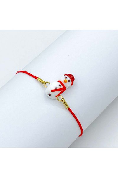 Polonezköy Cam Sanat Merkezi Glass Bracelet with Snowman - New Year's Special Design Lucky Bracelet