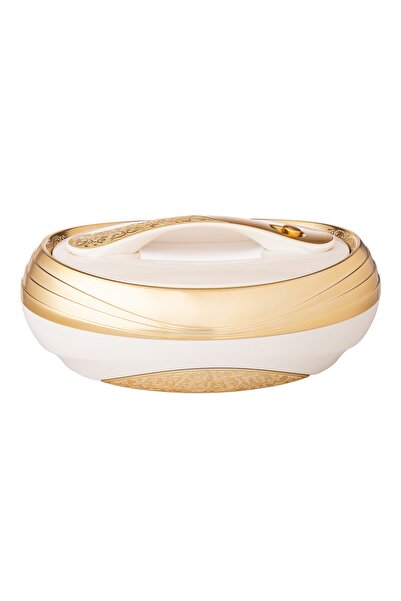 Dania علبة طعام فاخرة من الستانلس ستيل، 6 لتر، لون بيج ذهبي