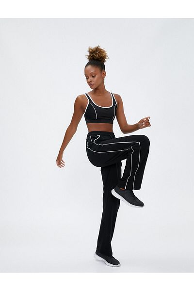 Koton Pantaloni de sport cu talie înaltă, cu talie dreaptă, cu șireturi, în dungi