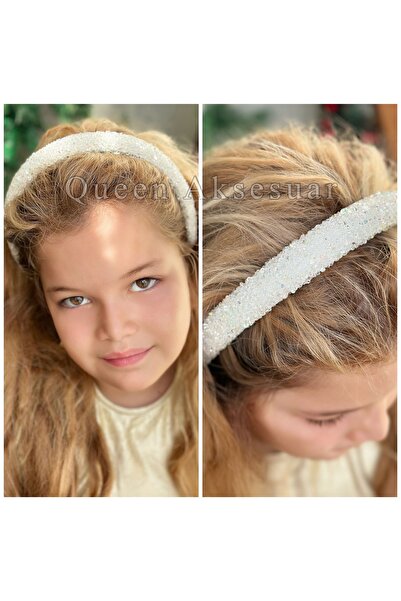 Queen Nelly Cu cristale strălucitoare și coroană decorată - Coroană albă transparentă cu burete bombat pentru femeie și copil