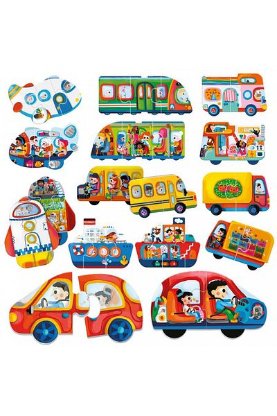 Headu Ecoplay - Puzzle-Uri Set Vehicule