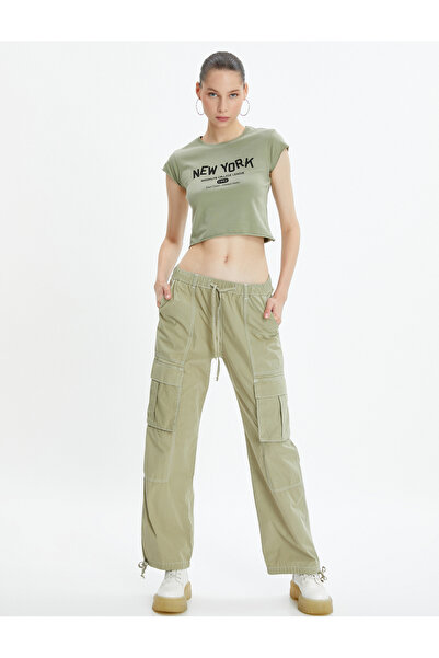 Koton Crop New York T-Shirt αμάνικο, βαμβακερό λαιμόκοψη