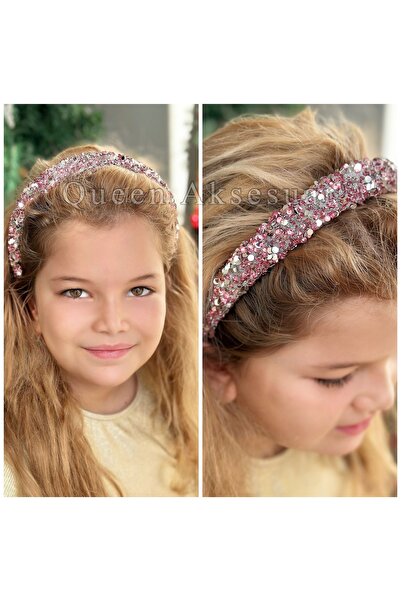 Queen Nelly Coroană pentru femei și copii cu paiete strălucitoare - culoare roz argintiu cu burete