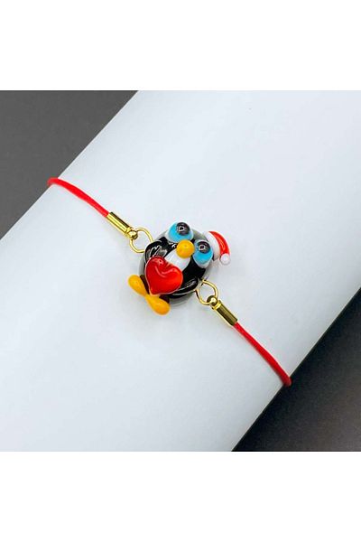 Polonezköy Cam Sanat Merkezi Christmas Penguin Bracelet - New Year's Lucky Bracelet |   Christmas Bracelet with Glass Beads