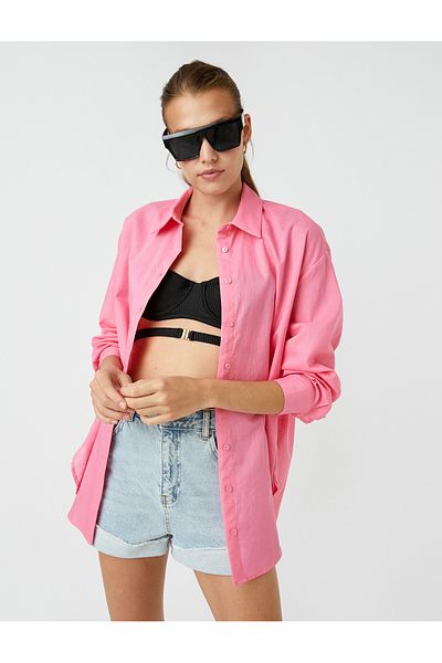 Koton Oversize Shirt Linen Blended