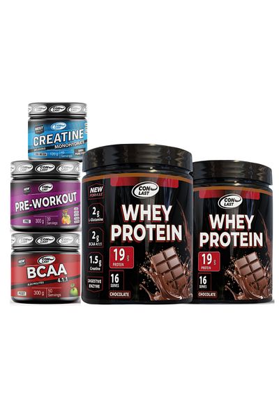 Conlast Pack of 2 Whey Protein - Chocolate 400G/Bcaa 300G/Creatine 120G/Pre-Workout 300g