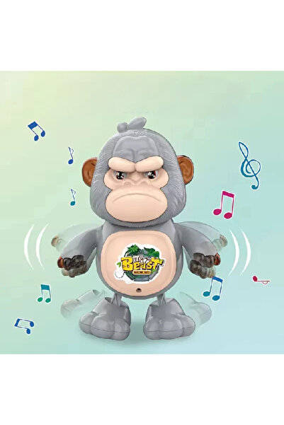 Boratila Toys Dans Eden Işıklı Müzikli Goril Oyuncak (GRİ)