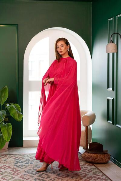 YAFA CLOTHING & ACCESSORIES Φούξια φόρεμα σιφόν