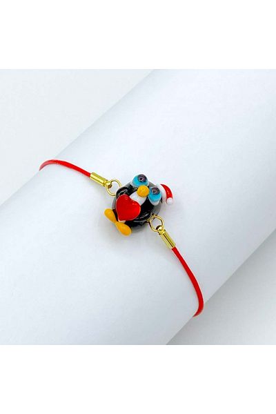 Polonezköy Cam Sanat Merkezi Christmas Penguin Bracelet - New Year's Lucky Bracelet |   Christmas Bracelet with Glass Beads