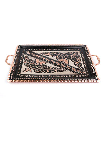 Zinnun Enamel Embroidered Copper Tray 4 Seater