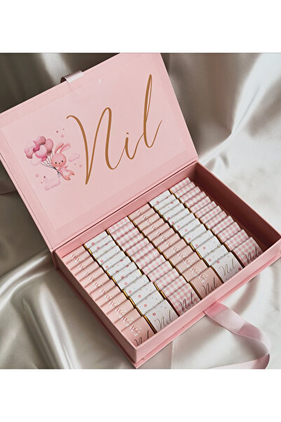 RenkliiiAtölye Bebek Çikolatası 100’lü Dikdörtgen Kurdeleli Kutu