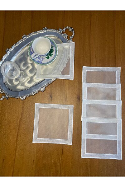 Smiling Home 6Pcs Ecru Color Suitable for Wire Breaking Processing Double Embroidered Square Cocktail Presentation Napkin
