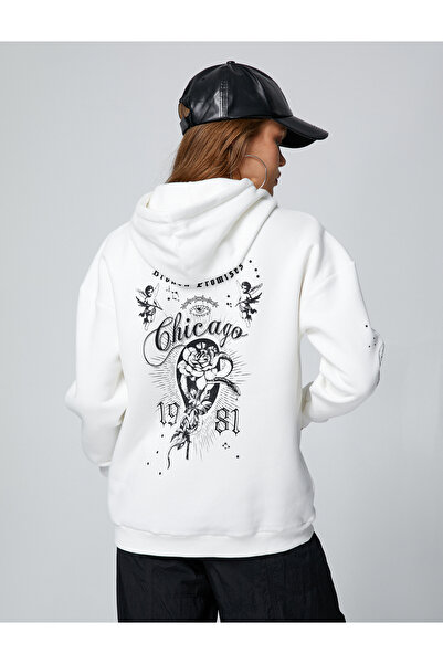 Koton Hanorac oversize cu mânecă lungă imprimat cu glugă