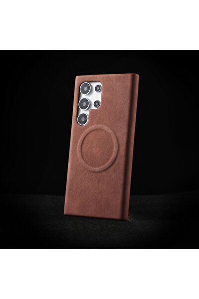 Wevox Samsung Galaxy S23 Ultra Uyumlu Deri Magsafe Kılıf Yüksek Kaliteli Kablosuz Şarj Destekli Manyetik