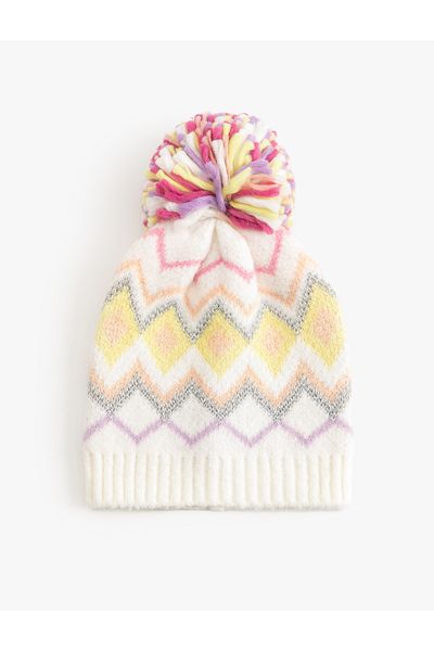Koton Pompom Detailed Beret Patterned