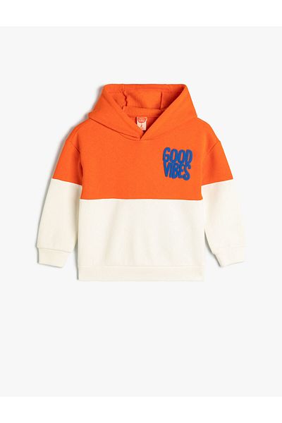 Koton Φούτερ με κουκούλα Σλόγκαν εμπριμέ Color Block Raised