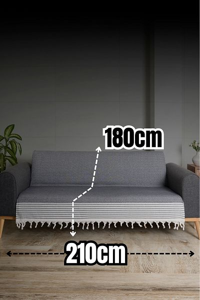 Akaystore Качествен калъф за диван и разтегателен диван с ресни от памук - 180x210 см