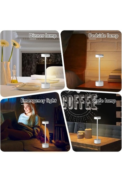 Taimi Wireless Table Lamp, Slim Angle, Integrated LED, Aluminum, Silver