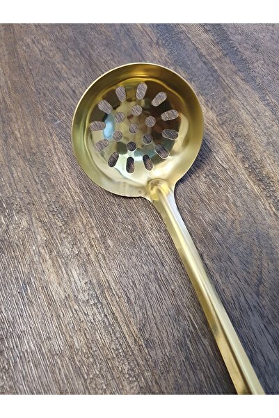 LOVYCO Gold Stainless Steel Scoop -Scrubber - Spoon - Sauce Spoon - Pasta Spoon 26 cm 1 Piece