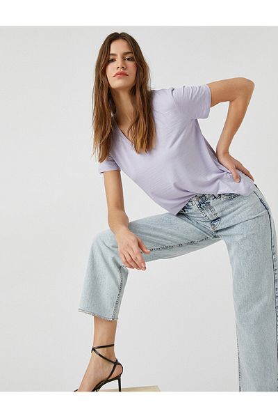 Koton V-Neck Short Sleeve T-Shirt