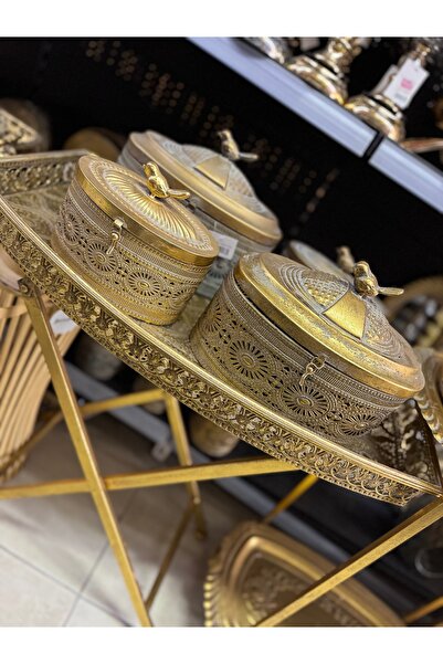 hediye 2’li Ferforje Kapaklı Eskitme Metal Kutu