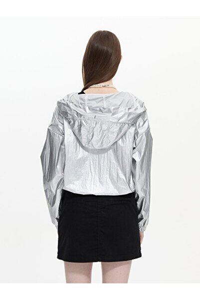 Ltb Μεταλλικό λευκό μπουφάν με κουκούλα