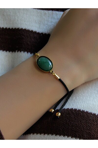 esha حجر طبيعي أخضر - سوار قابل للتعديل مع مصعد EUB7YA