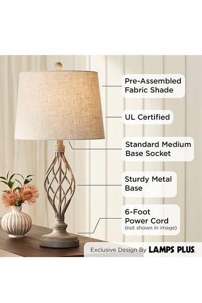Taimi Modern Industrial Cream Sand Iron Table Lamp for Bedroom, Living Room, Home, Office, Hallway