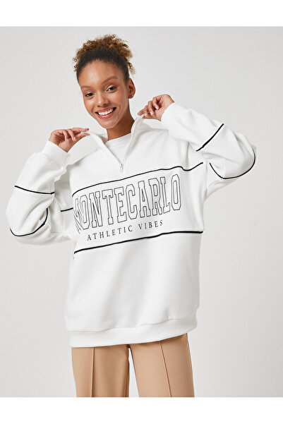 Koton Hanorac oversize guler înalt cu fermoar cu mânecă lungă