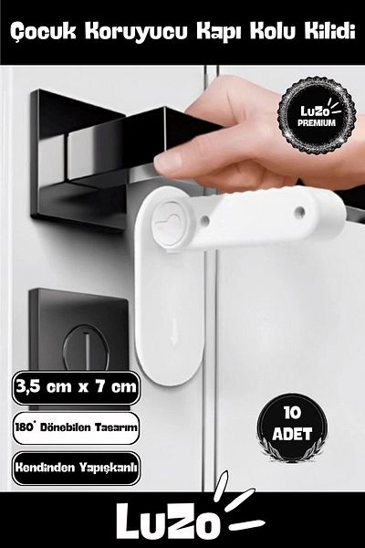 LuZo Premium Series Buttoned 180 Degree Rotatable Child Baby Protective Door Handle Lock 10 Pieces