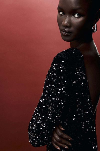 H&M Sequined deep-back dress